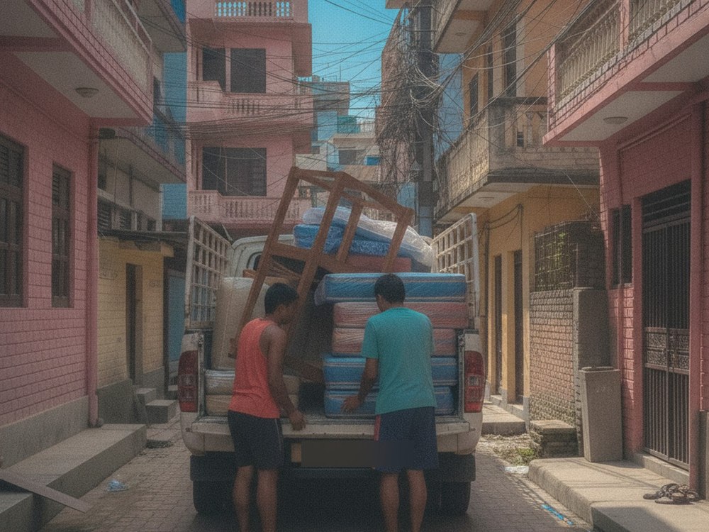 House shifting job with team loading mattresses